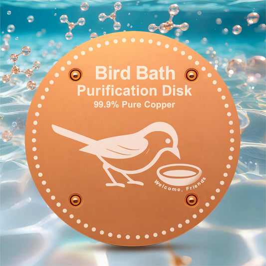 Bird Bath Purification Disk Pure Copper Outside Winter Solar Power Birdbath Heater Deicer Cage Hanging Bowl Metal Warmer Deck Railing Glass Concrete Ceramic Stone Stand Water Fountain Station