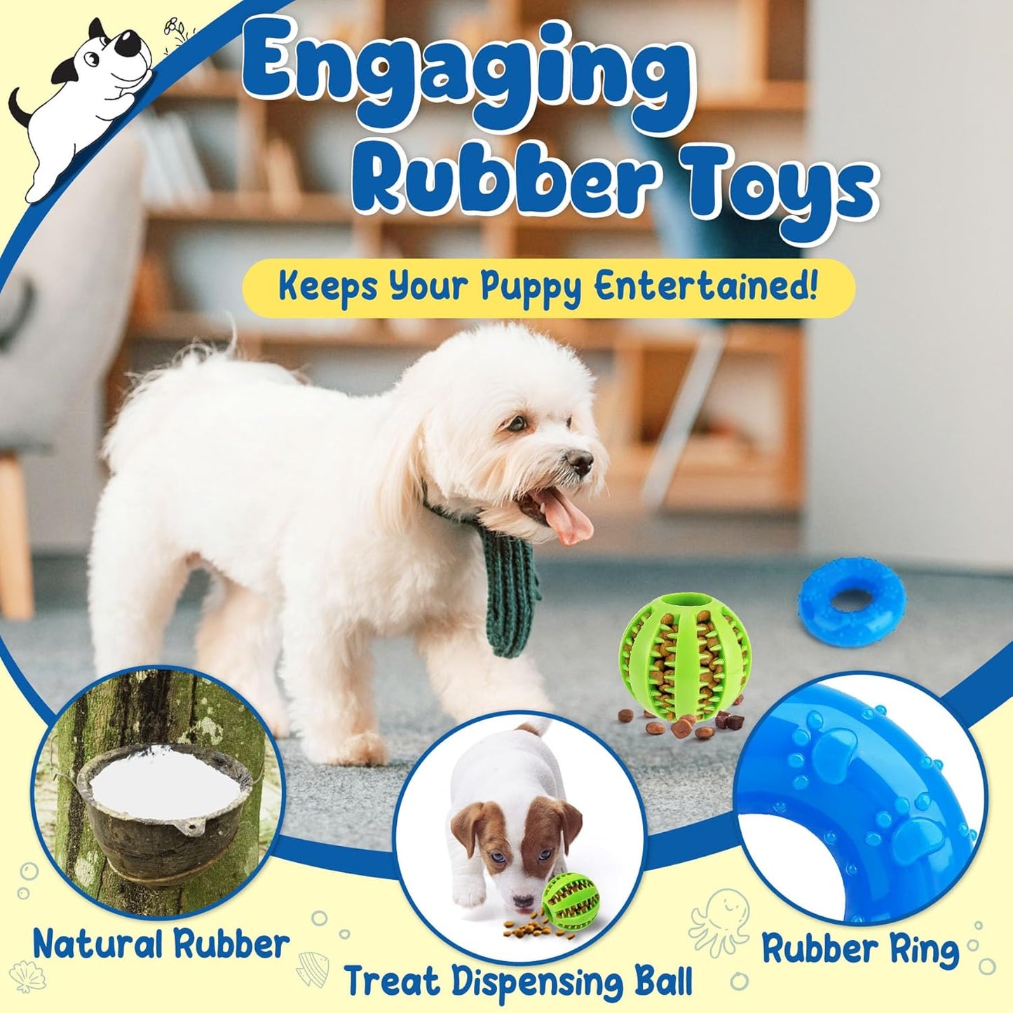 KIPRITII 9-Pack Interactive Puppy Dog Toys for Small Dogs No-Stuffing Squeaky Octopus-Shaped Toy, Cute Plush & Engaging Chew Toys for Puppy Teething to Keep Them Busy