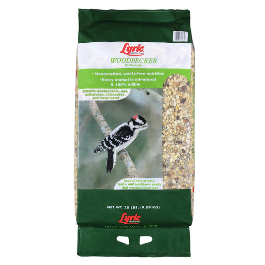 Lyric Woodpecker Wild Bird Seed for Outside Feeders, Shelled, No Waste Bird Seed with Nuts & Dried Fruit, 20 lb Bag
