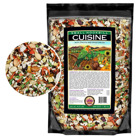 Small Hookbill Cuisine, 4 Lbs Premium Birdseeds for Parrot, Bird Food for Small Hookbill, Supports Daily Energy, Growth & Digestive Health, Nutrient-Rich Parrot Bird Seed for Outside Feeders