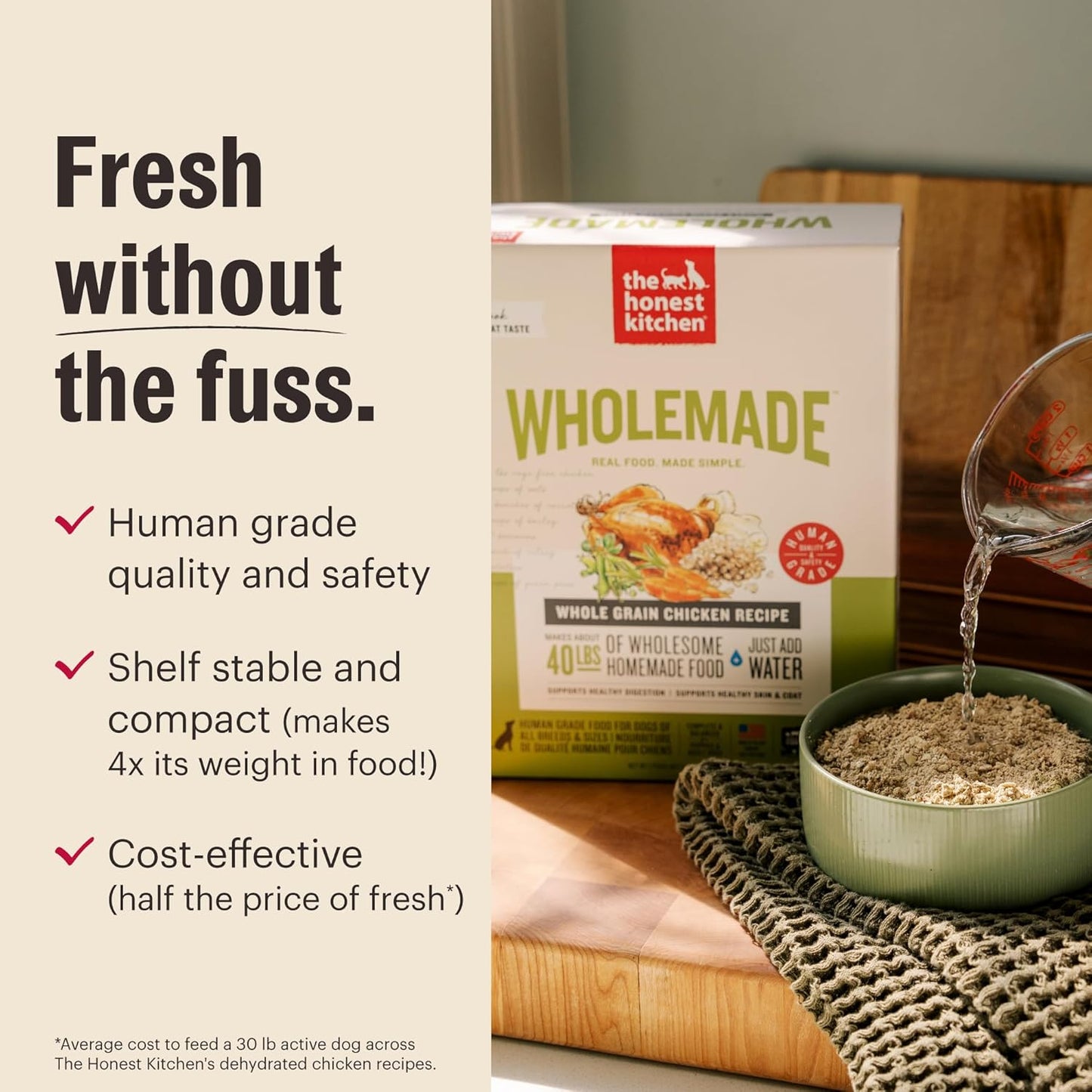 The Honest Kitchen Human Grade Wholemade™ Dehydrated Whole Grain Dog Food - Complete & Balanced Meal or Topper - Turkey 10 lb Box