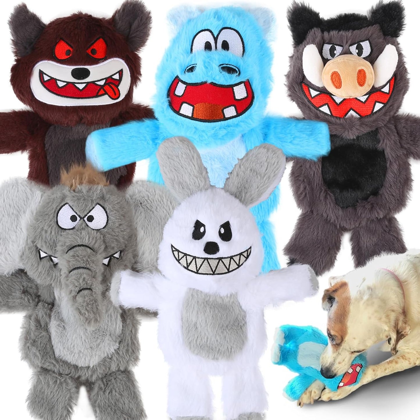 5 Pack Squeaky Dog Toys.Tough Plush Chew Toys for Dogs.Interactive Dog Toys to Keep Small Medium Large Breed Dogs Busy .Durable Anti-Boredom Dog Toy for Teething & Playtime.