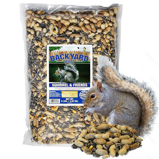 CountryMax Backyard Seeds Squirrel & Chipmunk Food Mix – 8 lb Bag – Premium Wildlife Blend with Sunflower Seeds, Peanuts & Corn – Ideal for Squirrels, Chipmunks, Rabbits & Backyard Birds