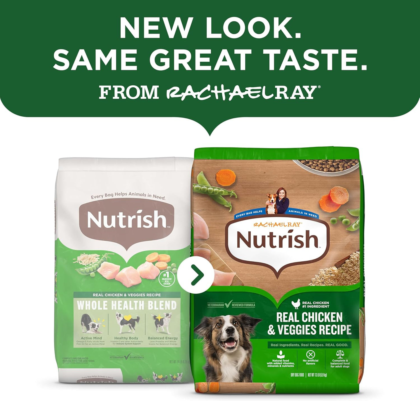 Nutrish Dry Dog Food Real Chicken & Veggies Recipe Whole Health Blend, 40 lb. Bag, (Rachael Ray)