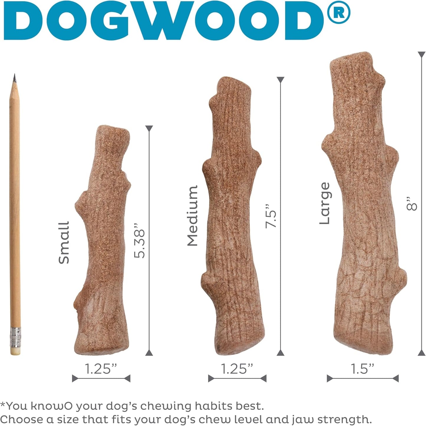 Pupstages by Petstages Dogwood Calming Dog Chew Toy – Real-Wood Blend, Moderate Chewers, Medium, 7.5", 2-Pack (Natural & Hemp Flavors)