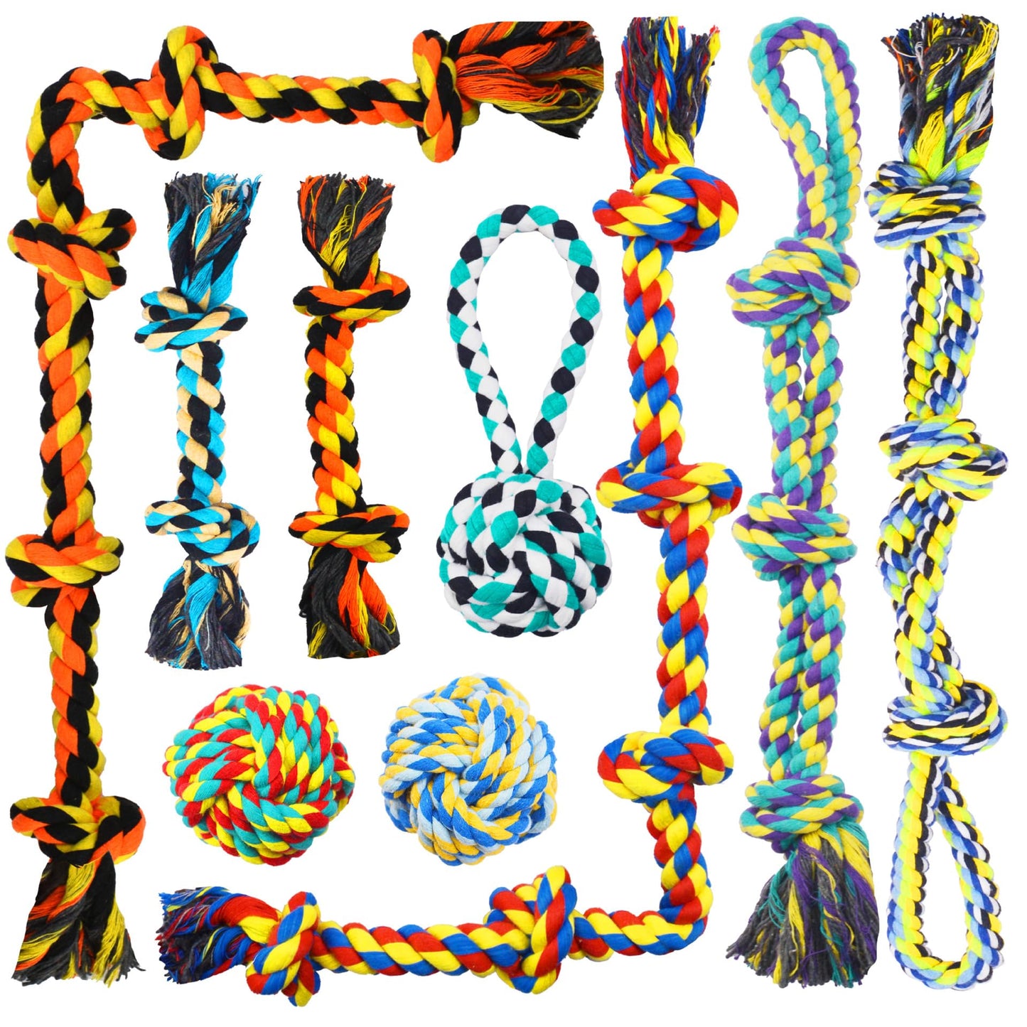 Speedy Panther 9 Pack Large Dog Rope Toys for Aggressive Chewers, 5 Knots Indestructible Chew Toy Kit for Medium Large Dogs, Puppy Teething Tug Toy