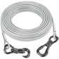 Tresbro 15FT Reflective Tie Out Cable for Dogs Up to 250 Pounds, Steel Wire Lead Leash Cable with Stainless Dual Fix Buckle, Lightweight and