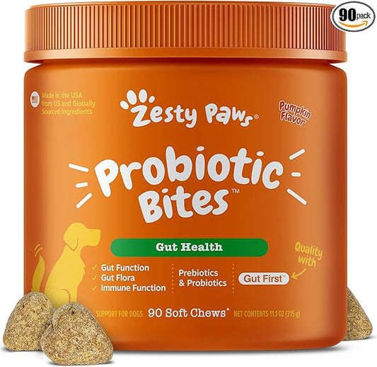 Zesty Paws Probiotics for Dogs - Digestive Enzymes for Gut Flora, Digestive Health, Diarrhea & Bowel Support - Clinically Studied DE111 - Dog