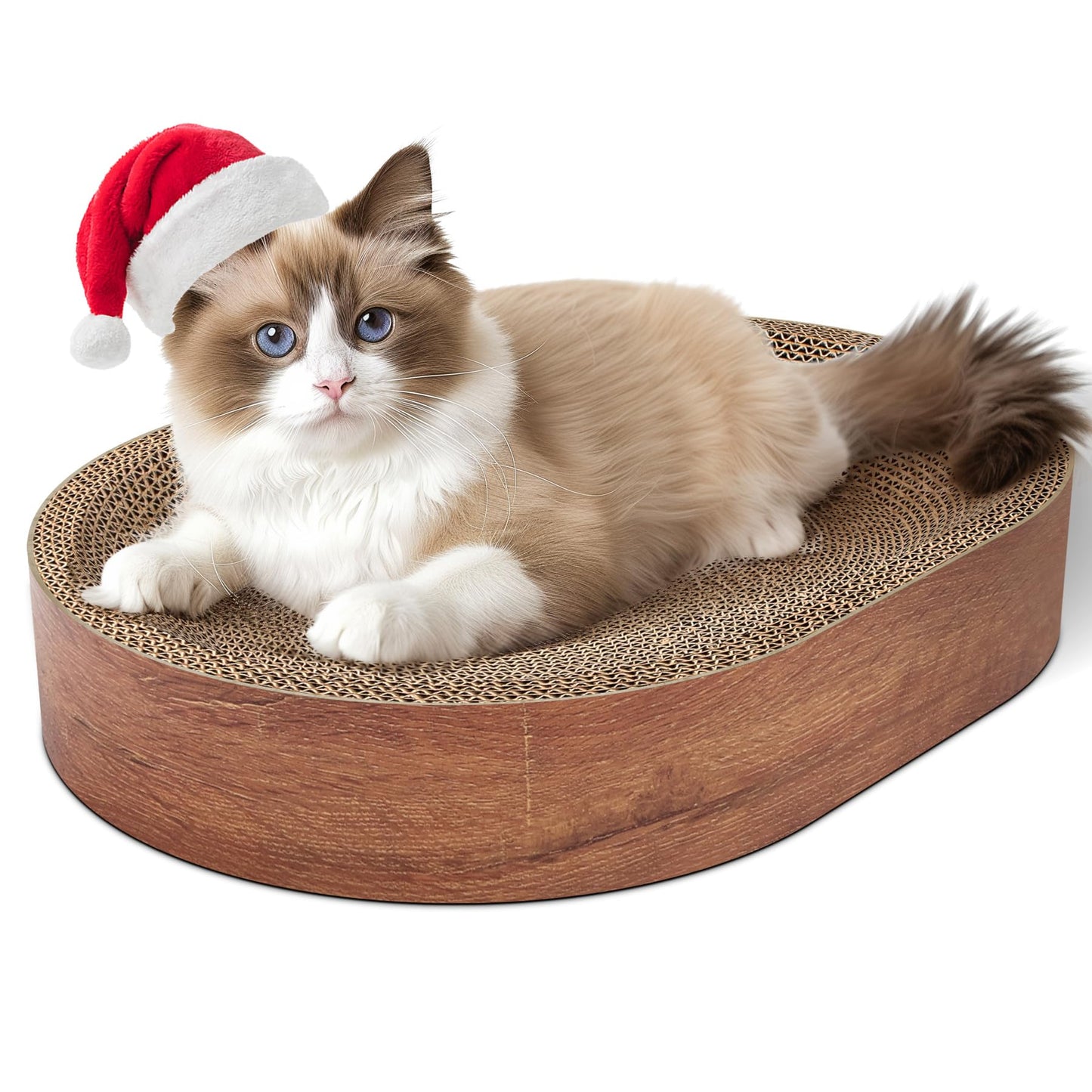 ComSaf Cat Scratching Board - Cat Scratcher Bed for Indoor Cats, Corrugated Cardboard Cat Scratch Pad, Durable Oval Cat Scratcher Bed Bowl for Kitten, Furniture Protector