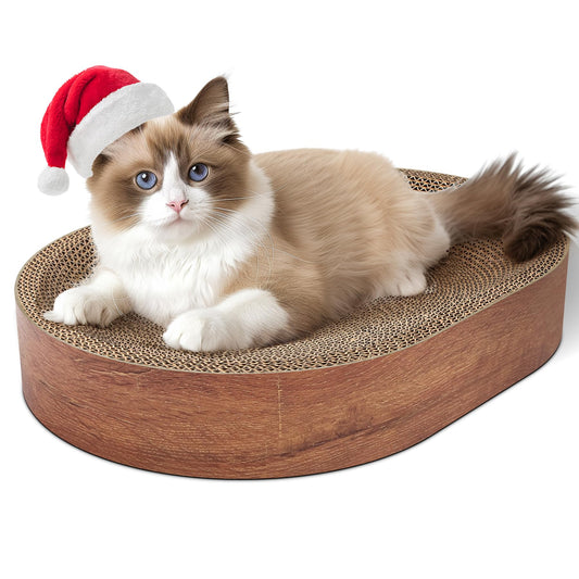 ComSaf Cat Scratching Board - Cat Scratcher Bed for Indoor Cats, Corrugated Cardboard Cat Scratch Pad, Durable Oval Cat Scratcher Bed Bowl for Kitten, Furniture Protector