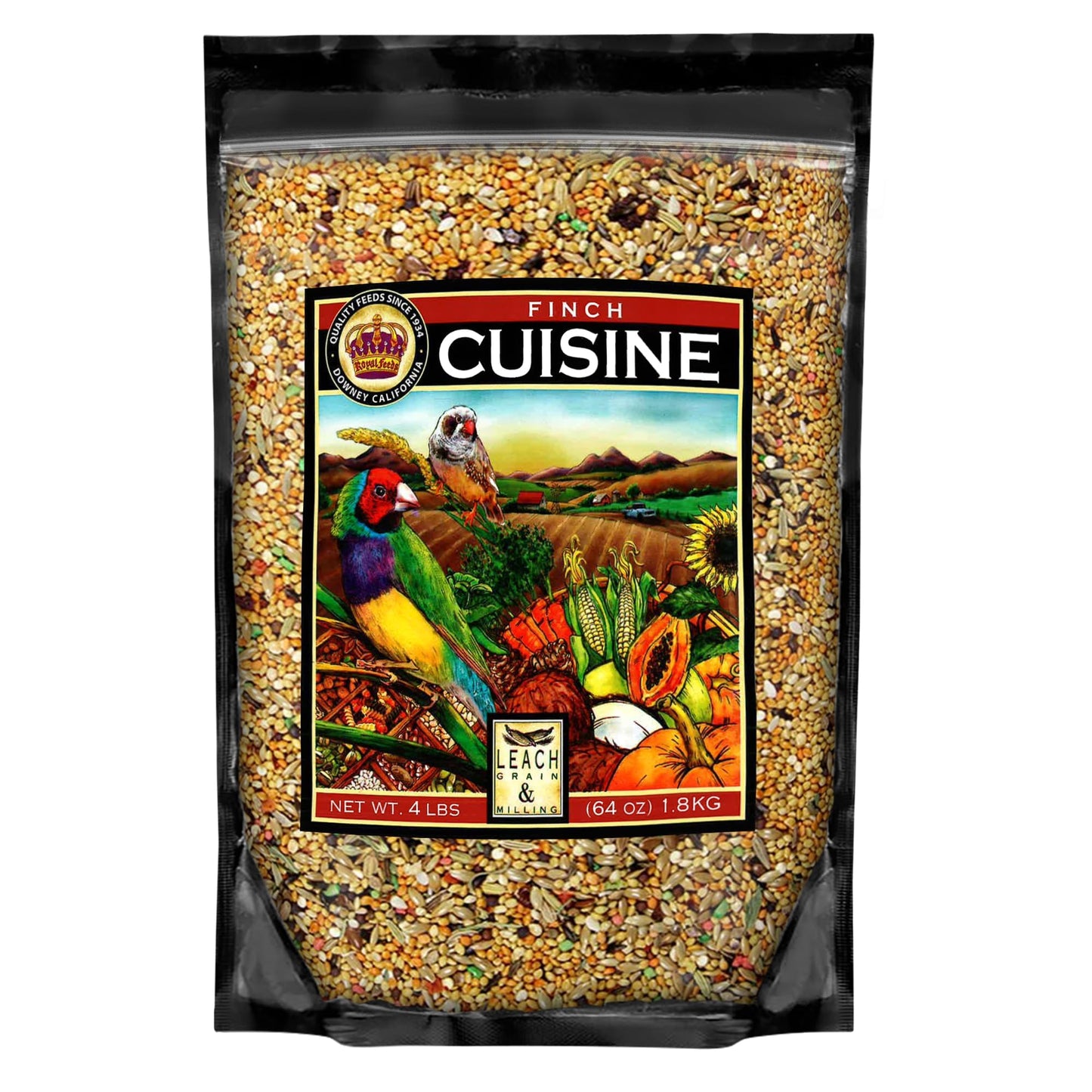 LEACH GRAIN & MILLING CO. Finch Cuisine 4 Lbs, Finch Food, Nutrient-Rich Blend Bird Seed, Birdseed for Finches and Small Birds, Support Daily Energy, Growth & Healthy Balanced Diet, No Mess Bird Seed