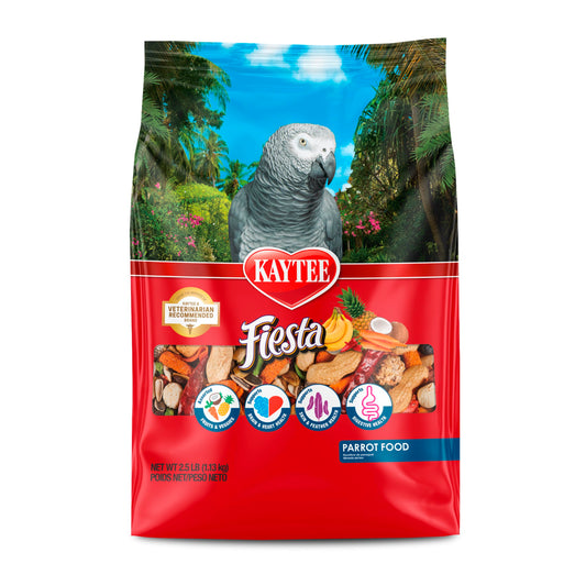 Kaytee Fiesta Parrot Food, Nutritious and Fun Blend, Supports Skin, Feather, Digestion, Brain and Heart Health, 2.5 pounds
