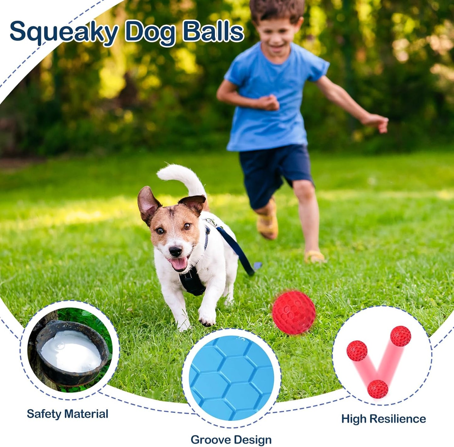 CHEODIN 2 Pack Indestructible Squeaky Dog Balls for Aggressive Chewers, Interactive Dog Toys for Teething, Relieving Anxiety. Chew Toy for Large, Medium Breeds, Outdoor Rubber Balls.