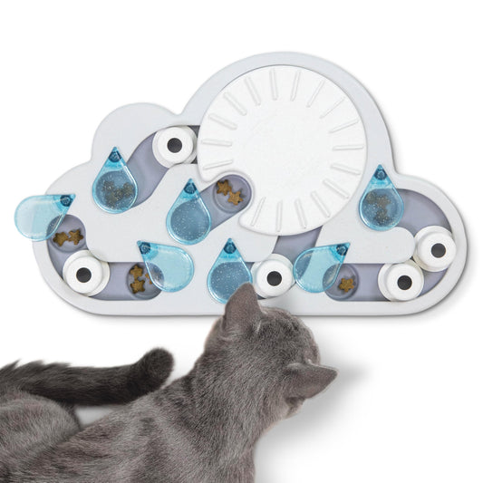 Catstages Nina Ottosson Rainy Day Puzzle & Play Cat Puzzle Feeder – Interactive Treat Game for Indoor Cats, Level 3 Slow Feeder Enrichment Toy, 13.8" x 14"