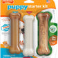 Nylabone New Puppy Starter Kit, 2 Chew Toys and 1 Natural Treat for Puppies, Puppy Teething Toy, Bacon & Chicken Flavor, Small Dogs - Up to 25 lbs., 3 Pack
