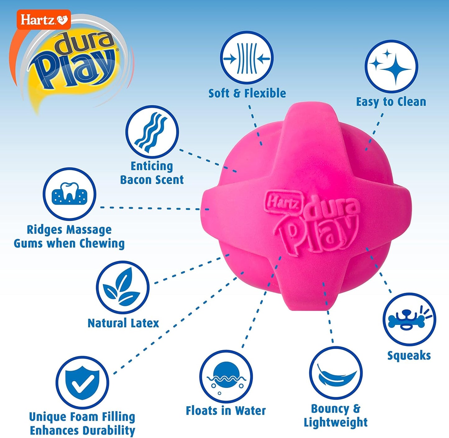 Hartz Dura Play Bacon Scented Squeak Ball Dog Toy for Small Breeds, 3 Pack