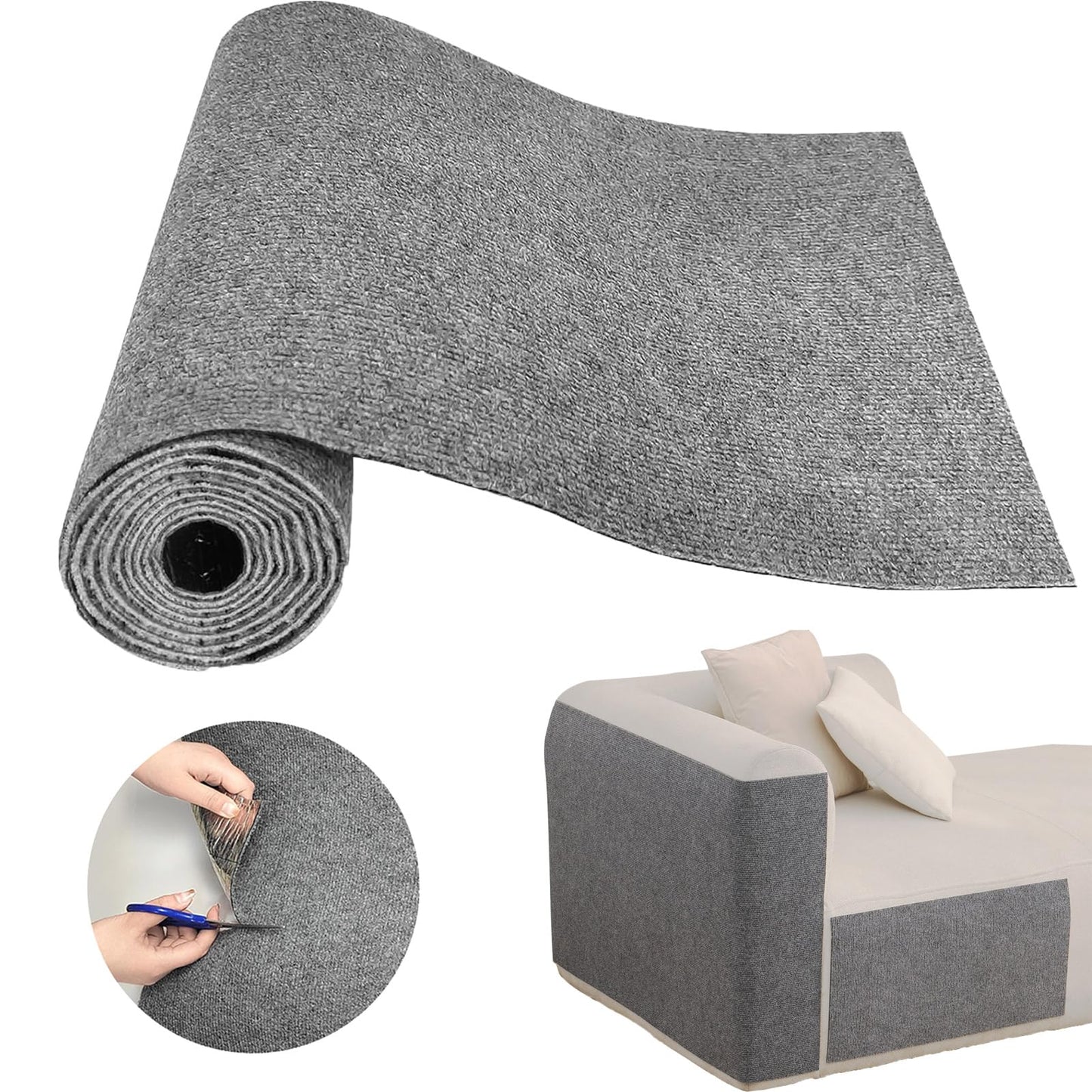 Cat Scratch Couch Furniture Protector, Adhesive Cat Scratch Pad Deterrent for Furniture, DIY Climbing Cat Scratcher Couch Protector from Cat Claws Scratching for Indoor (Light Grey, 78.7x15.8Inch)