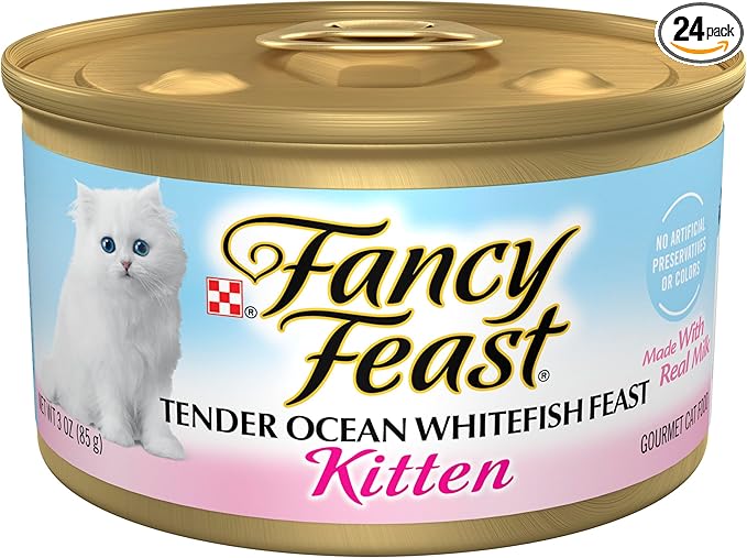 Purina Fancy Feast Tender Ocean Whitefish Feast Wet Kitten Food - (Pack of 24) 3 oz. Cans