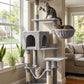 Hey-brother Cat Tree with Large Hammock, Multi-Level Cat Tower for Indoor Cats, Cat Condo with Sisal-Covered Scratching Posts and Top Perch, Light Gray MPJ050W