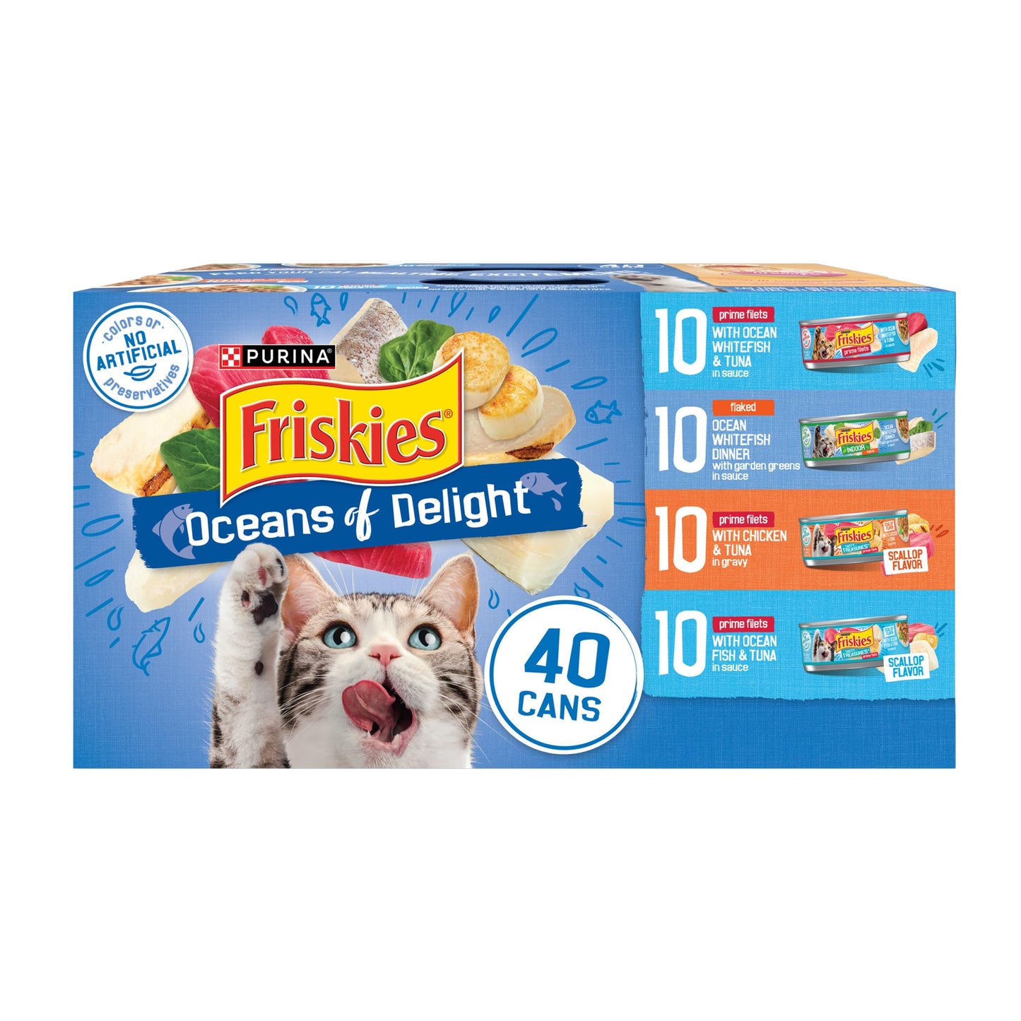 Purina Friskies Wet Cat Food Variety Pack, Oceans of Delight Flaked and  Filets - (Pack of 40) 5.5 oz. Cans