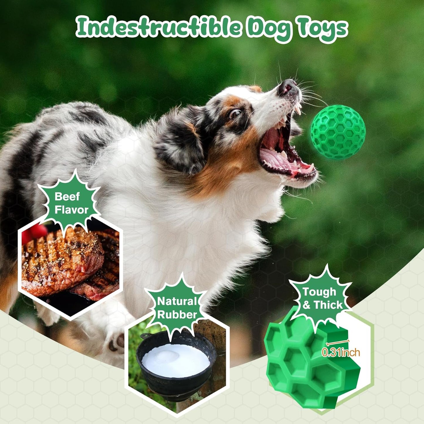 ZRIFAQESW Tough Dog Chew Toys for Aggressive Chewers, Indestructible Dog Balls for Aggressive Chewers, Squeaky Balls for Dogs, Squeaky Toys for Large Dogs, Funny Heavy Duty Ball