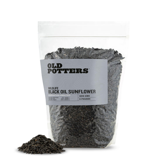 Old Potters Wildlife Black Oil Sunflower Seeds for Birds and Wildlife, Non-GMO & USA Grown on Small Farms (6 lbs)