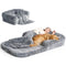 EHEYCIGA Foldable Human Dog Bed, 72"x44"x11" Orthopedic Memory Foam Human Sized Dog Bed, Waterproof Pet Bed for People, Faux Fur Pet Couch for Adult with Non-Slip Bottom, Grey