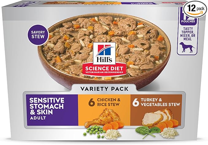 Hill's Science Diet Sensitive Stomach Wet Dog Food – Variety Pack, 12 ct