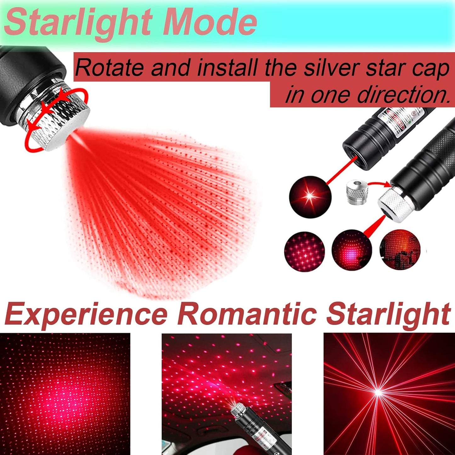 MEUSNO Laser Pointer, Red Laser Pointer Pen Laser Light Pointer for Rechargeable Red Pointer Laser for Presentations