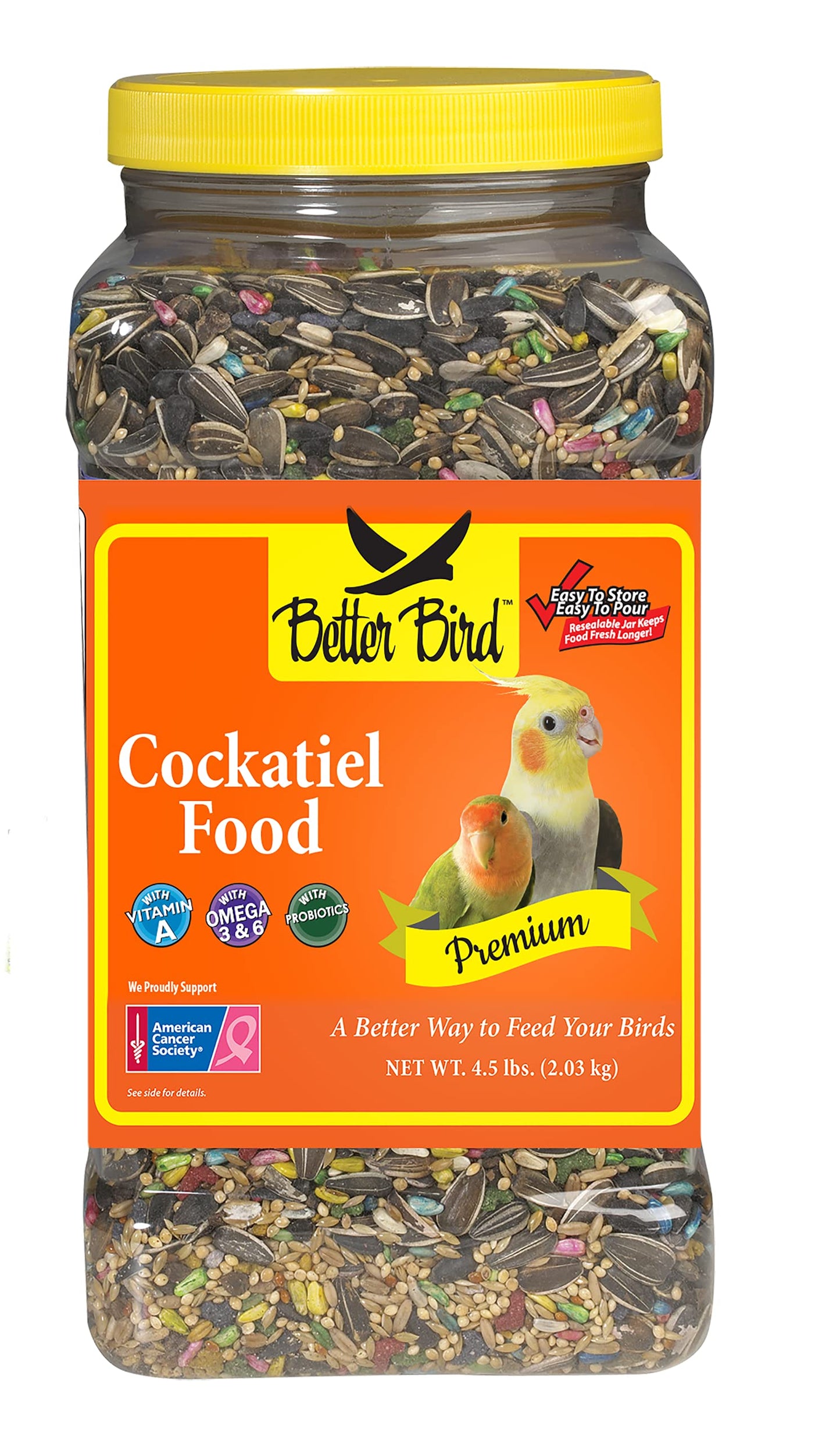 Premium Cockatiel Food, 4.5 lb Jar