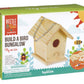 Beetle & Bee Build A Bird Bungalow - DIY Kid Art Craft Outdoor Birdhouse Kit, House Painting Kit for Kids, Hardware Glue Included- 4 Paints, 1 Brush, 7 Wooden Pcs, Chain For Tree Hanging Age 5+