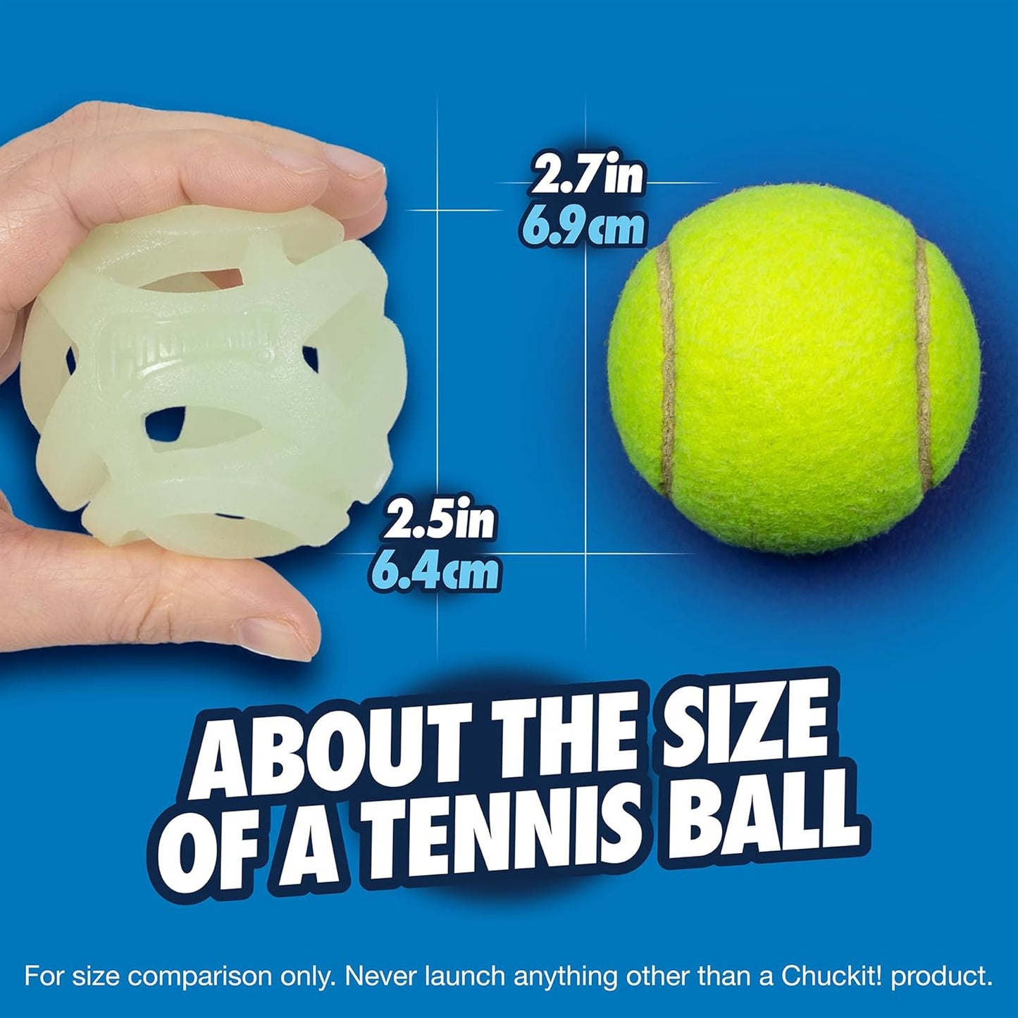 Chuckit! Air Glow Fetch Ball Dog Toy, Medium (2.5 Inch) Pack of 2, for Breeds 20-60 lbs