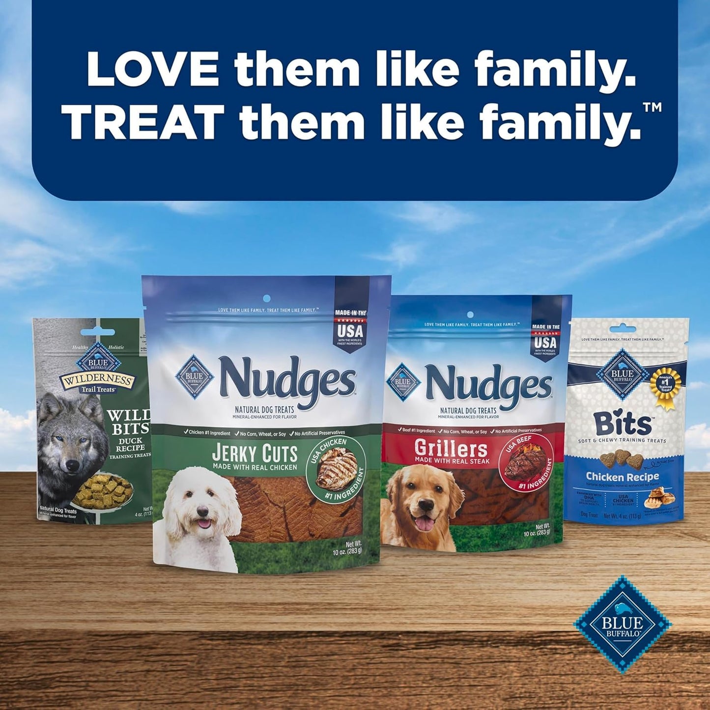 Blue Buffalo Nudges Jerky Bites Dog Treats, Made in the USA with Natural Ingredients, Bite-Sized Pieces, Chicken, 16-oz Bag