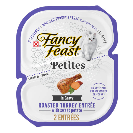 Purina Fancy Feast Petites With Roasted Turkey Entrée with Sweet Potato in Gravy Gourmet Wet Cat Food - (Pack of 12) 2.8 oz. Tubs