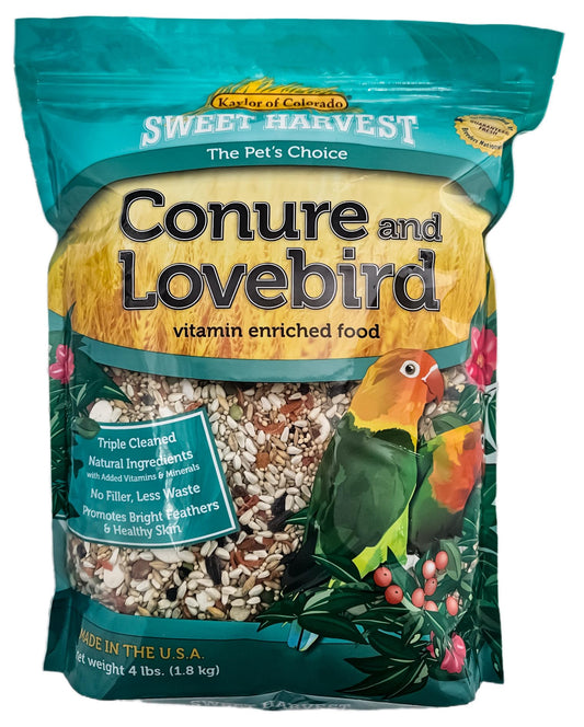 Conure and Lovebird Bird Food, 4 lbs Bag - Seed Mix for Conures and Lovebirds