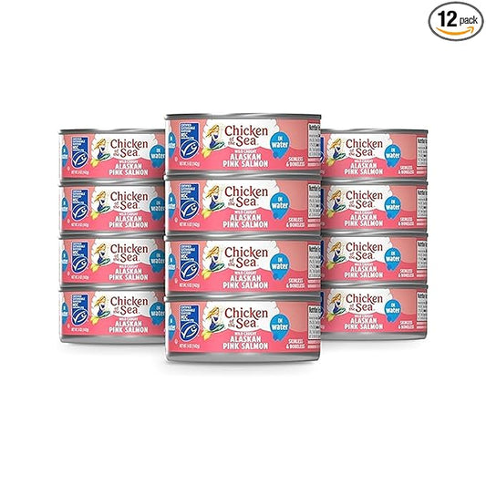 Chicken of the Sea Alaskan Pink Canned Salmon in Water, 5 Ounce Cans, 12-Count – High Protein Skinless & Boneless Wild Caught Salmon – Delicious Wild Salmon for Burgers, Pasta, & More