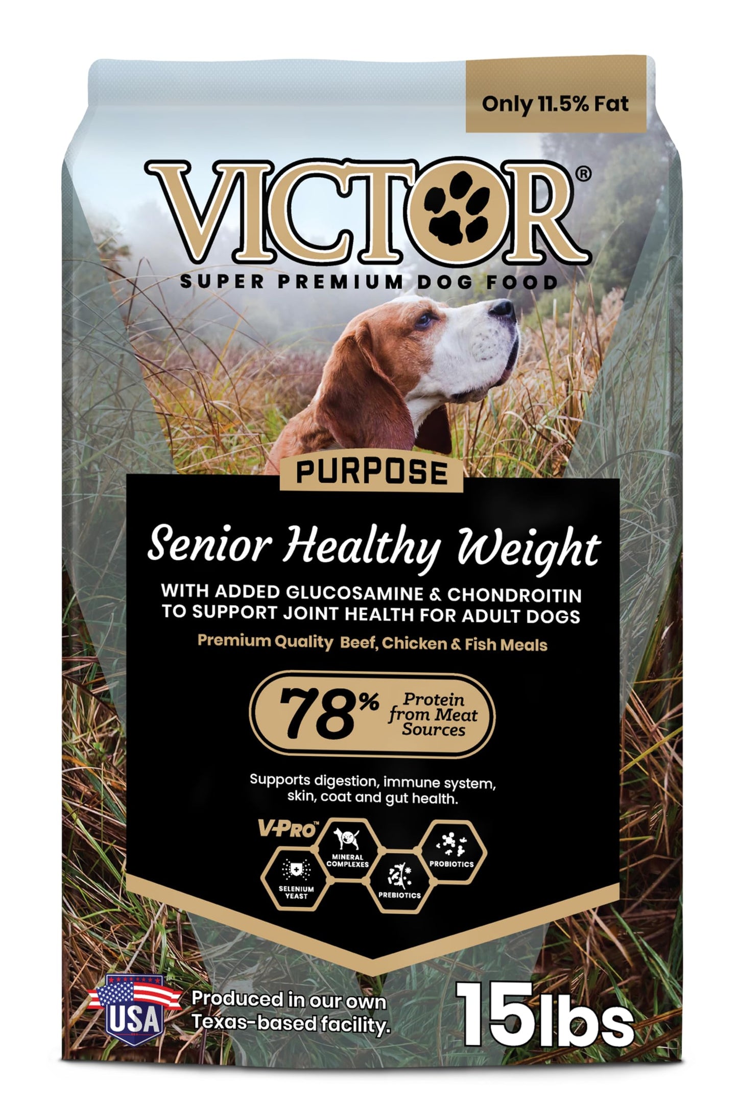 VICTOR Super Premium Dog Food – Purpose – Senior Healthy Weight Management – Dry Dog Food for Adult Dogs – Gluten Free with Glucosamine and