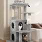 Globlazer Cat Tree Tower for Indoor Cats, 50-inch Adult Cat Tree House for Large Adult Cats with Steps, Scratching Post, 2 Cat Caves, Dangling Toys, FC50, Light Grey