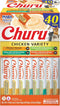 INABA Churu Cat Treats, Lickable, Squeezable Creamy Purée Cat Treat with Green Tea Extract & Taurine, 0.5 Ounces Each Tube, 40 Tubes, Chicken Variety Box