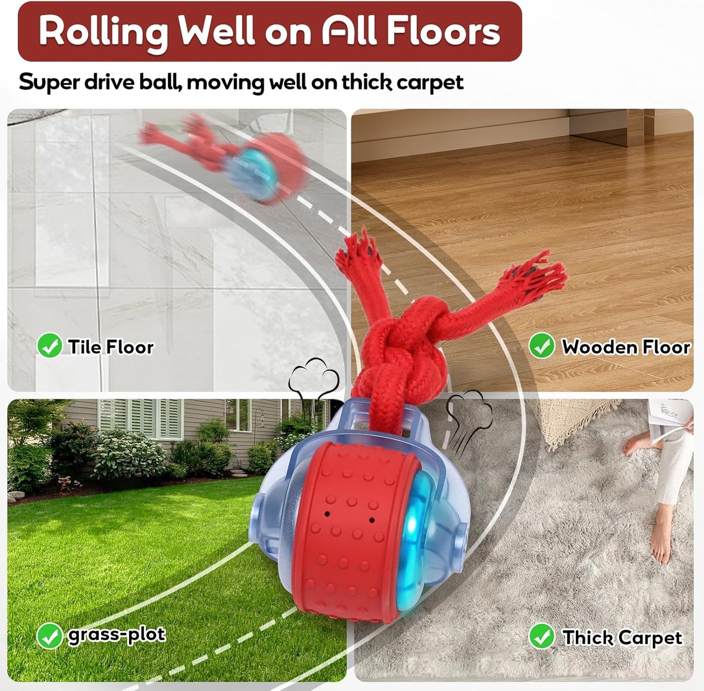 BENTOPAL Dog Toys Interactive Dogs Ball with Super High-Speed Rechargeable Dog Toy Ball for Puppies