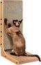 EHEYCIGA Cardboard Cat Scratcher for Indoor Cats, 26.8 Inch L Shaped Vertical Cat Scratching Board with Ball Cat Toy, Large Cat Scratcher Pad, Brown