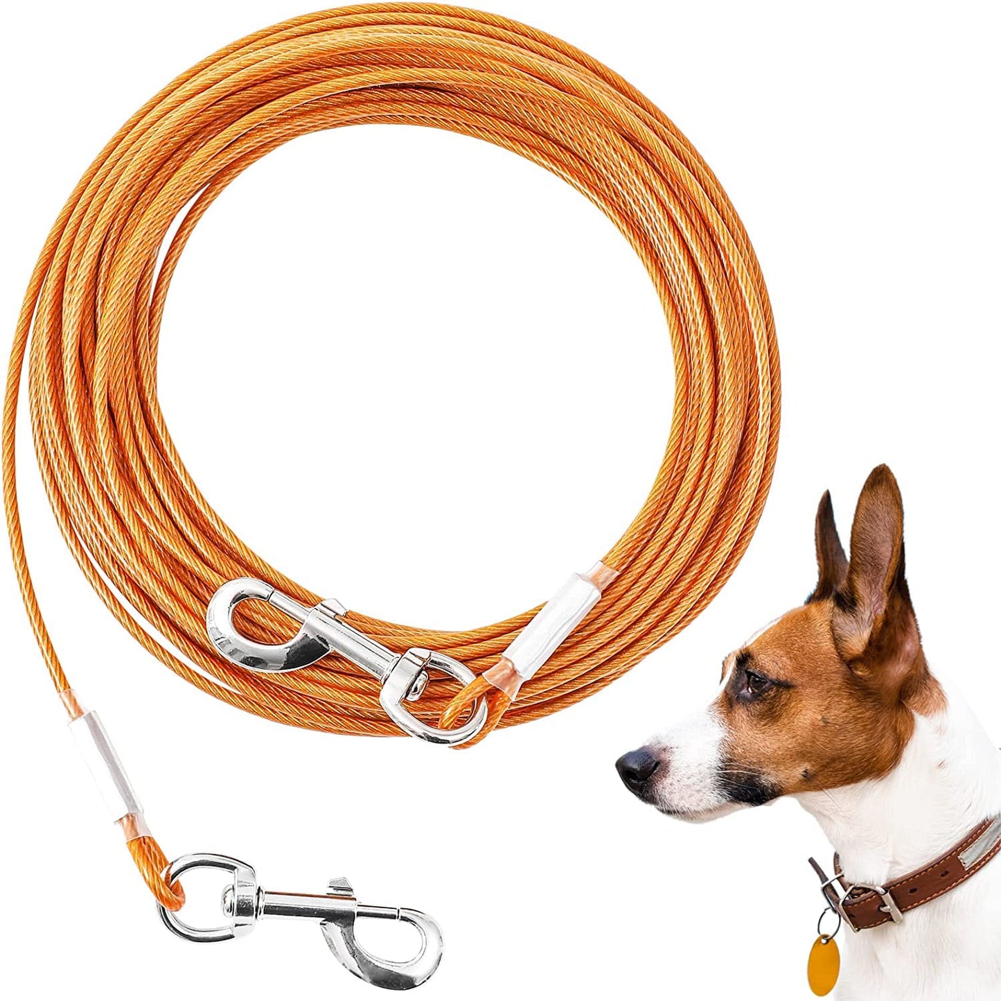 Tie Out Cable for Dogs,10/20/30/50/100FT Dog Leads for Yard Chew Proof,Heavy Duty Tie Out Cable for Large Dogs Up to 125lbs,Dog Runner Tether