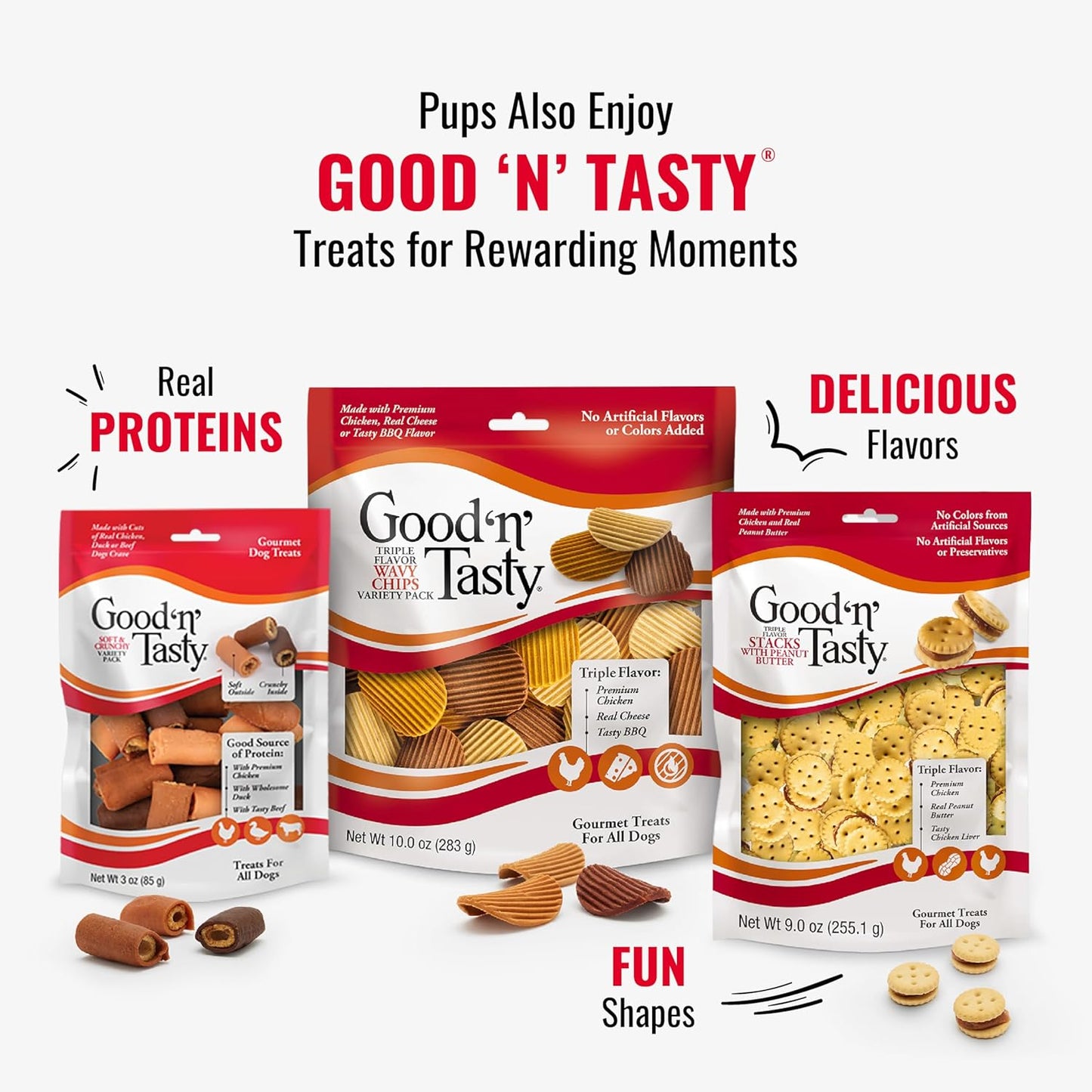 Good'n'Fun Triple Flavor 7 inch Rolls, Chews for Dogs, 6 Count (Pack of 1)