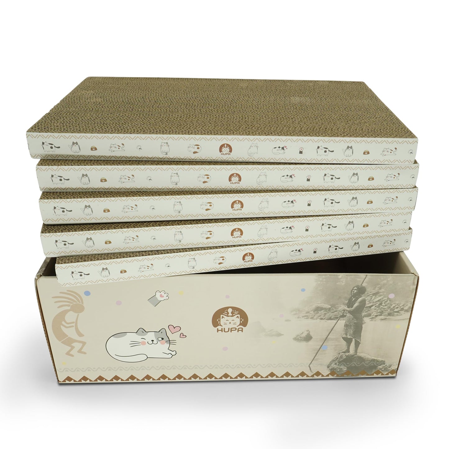 5 Pack Cat Scratching Boards | Reversible Cardboard Cat Scratcher with Catnip | Corrugated Cardboard cat Scratcher | Indoor Cat Scratch Pad | Durable Cat Scratcher Box | 16.34" L x 11.42" W x 5.51" H