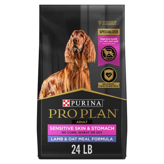 Purina Pro Plan Sensitive Skin and Sensitive Stomach Dog Food Lamb and Oat Meal Formula - 24 lb. Bag
