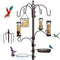 6-Hook Bird Feeding Station Kit, Wild Bird Feeder Stand Pole, Multi-Feeder Kit Stand with 4 Feeders, Bird Bath and Mesh Tray, 94 Inch