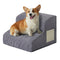 Dogs Steps for Bed, Dog Stairs for Small Dogs, 2-Step Dog Ramp for Bed, Couch, Sofa, and Chairs, Non-Slip Bottom Design, Cat Scratching, High Density Foam Portable Pet Step, Indoor, Grey