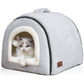 Cat Bed for Indoor Cats，Foldable cat cave，Anti-Slip & Water-Resistant Bottom，cat Houses for Indoor Cats or Small Dogs, Kitten Tent, Rabbit Bed，2 in 1 pet Bed (Grey)