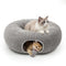 Cat Tunnel Bed for Indoor Cats, Peekaboo Cat Cave Bed,Soft Cat Donut Tunnel for Kitten Large Cats, Grey