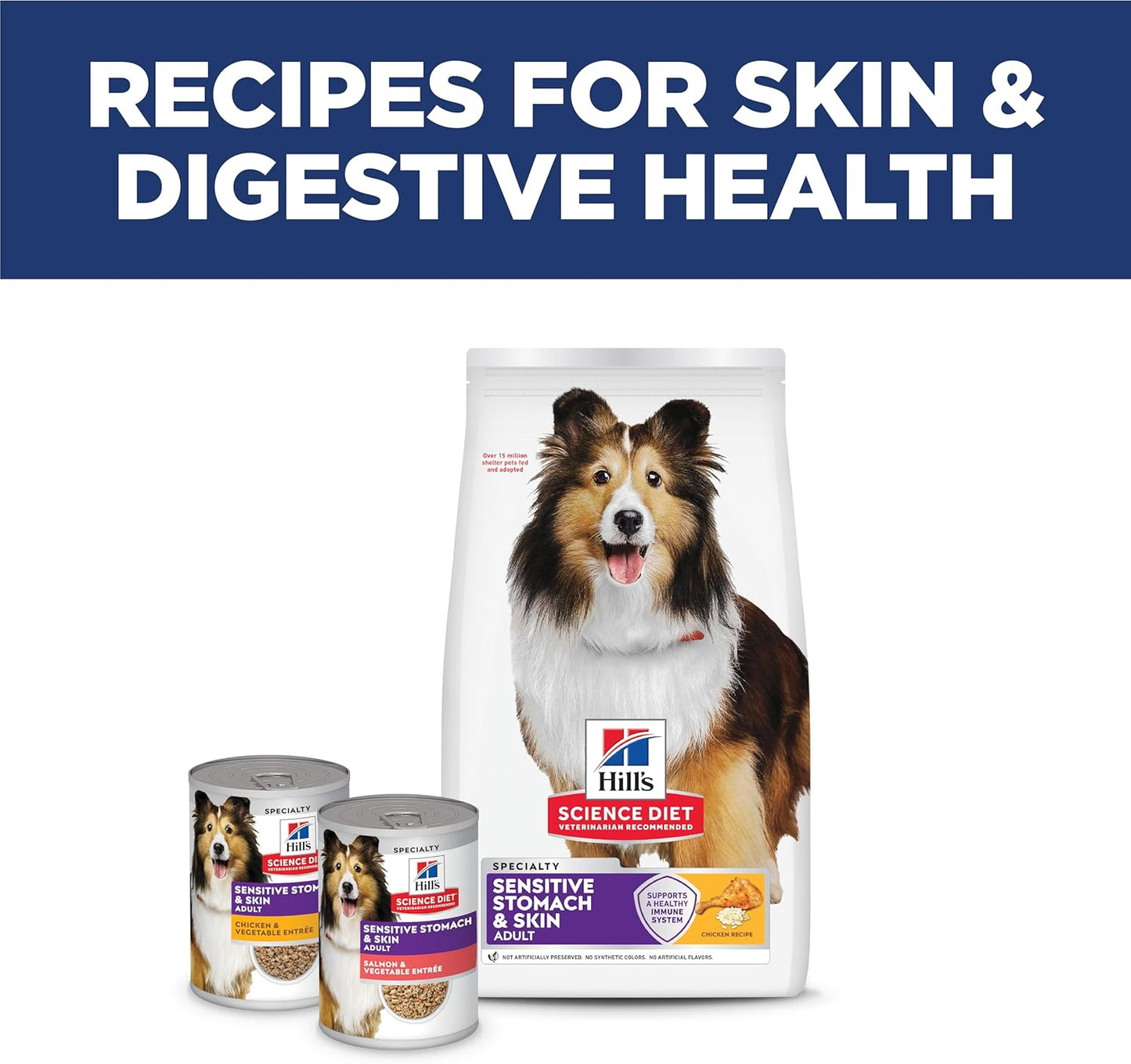 Hill's Science Diet Sensitive Stomach & Skin, Adult 1-6, Stomach & Skin Sensitivity Support, Dry Dog Food, Chicken Recipe, 30 lb Bag